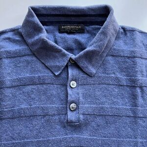 Banana Republic Vintage Textured Stripe Knit Polo Mens L